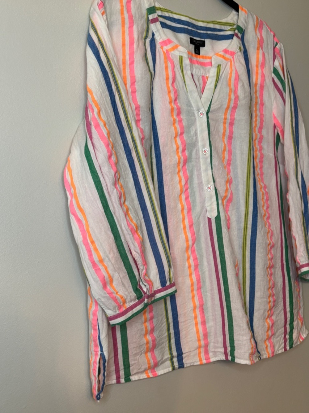 Talbots Neon Multi-Stripe Button Front Tunic - Picture 3 of 8